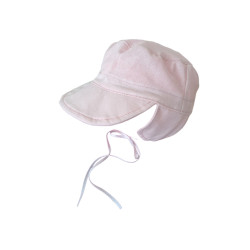 Letní plátěná čepička s oušky SVĚTLE RŮŽOVÁ
