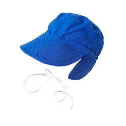 Letní plátěná čepička s oušky TMAVĚ MODRÁ