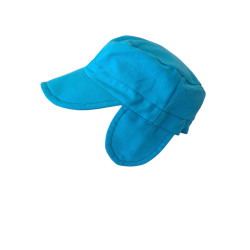 Letní plátěná čepička s oušky Tyrkysová
